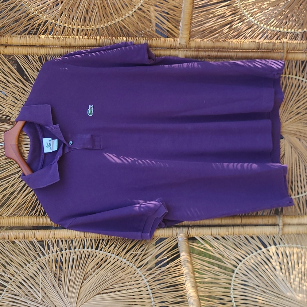 Lacoste L Mens Deep Purple Polo Shirt with Iconic Logo